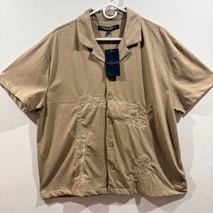 Embroidered Cocktail Shirt NWT Size L Summer Resort Casual Novelty